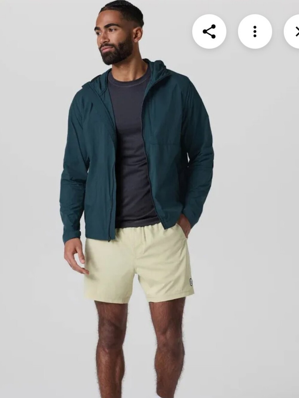 Vuori Men’s Ronan Packable Hooded Jacket Technical Running Shell Deep Sea XL